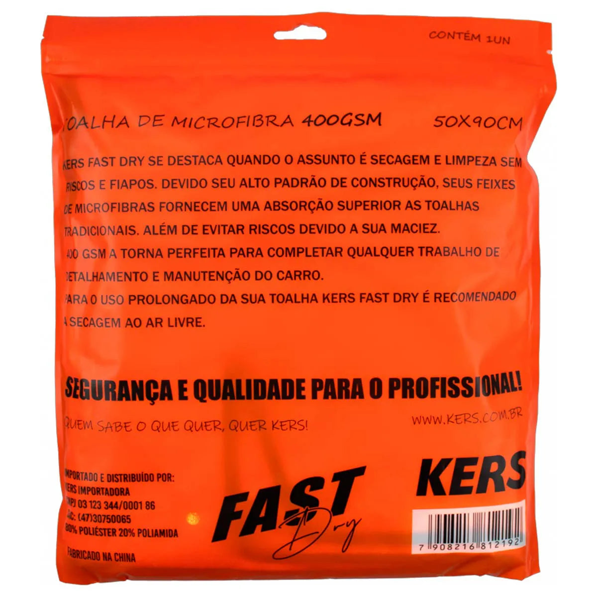 Toalha de Microfibra KERS Fast Dry 50x90cm 400GSM